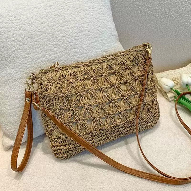 Summer Starburst Straw Envelope Bag – 2-in-1 Versatility