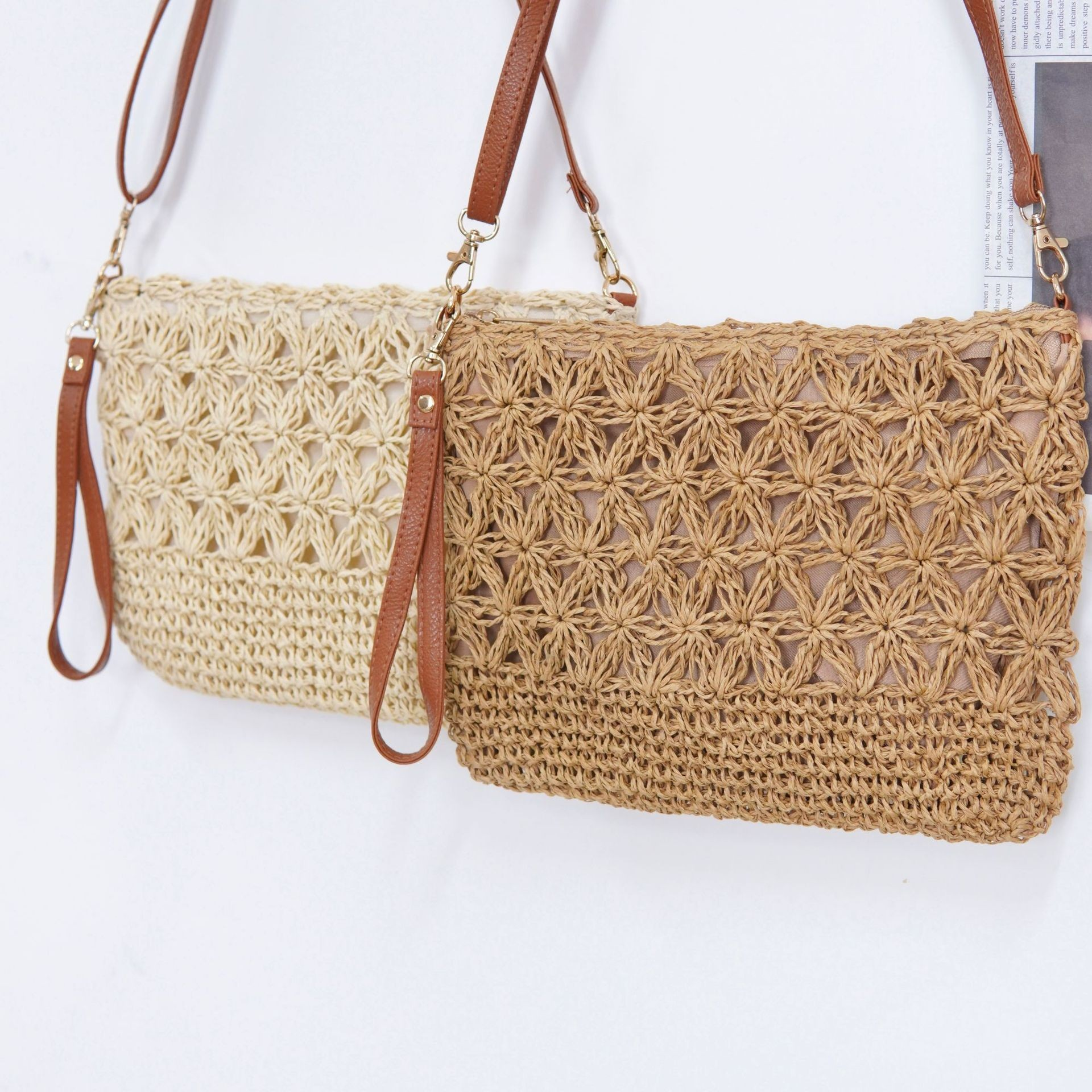 Summer Starburst Straw Envelope Bag – 2-in-1 Versatility