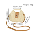 Chic Half-Moon Woven Straw Crossbody Bag with Leather Flap
