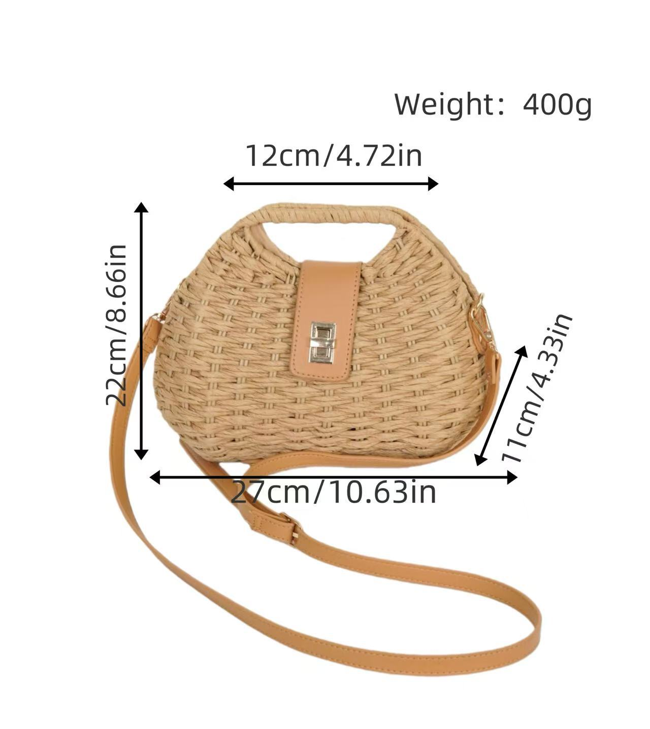Chic Half-Moon Woven Straw Crossbody Bag with Leather Flap