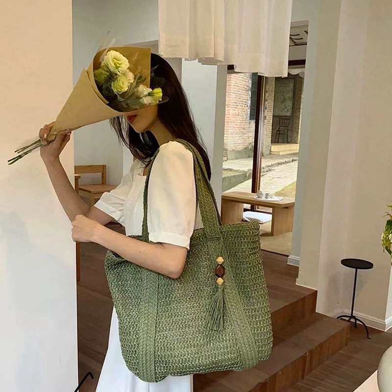 Large Woven Straw Tote Bag | Versatile Summer Shoulder Bag for Women