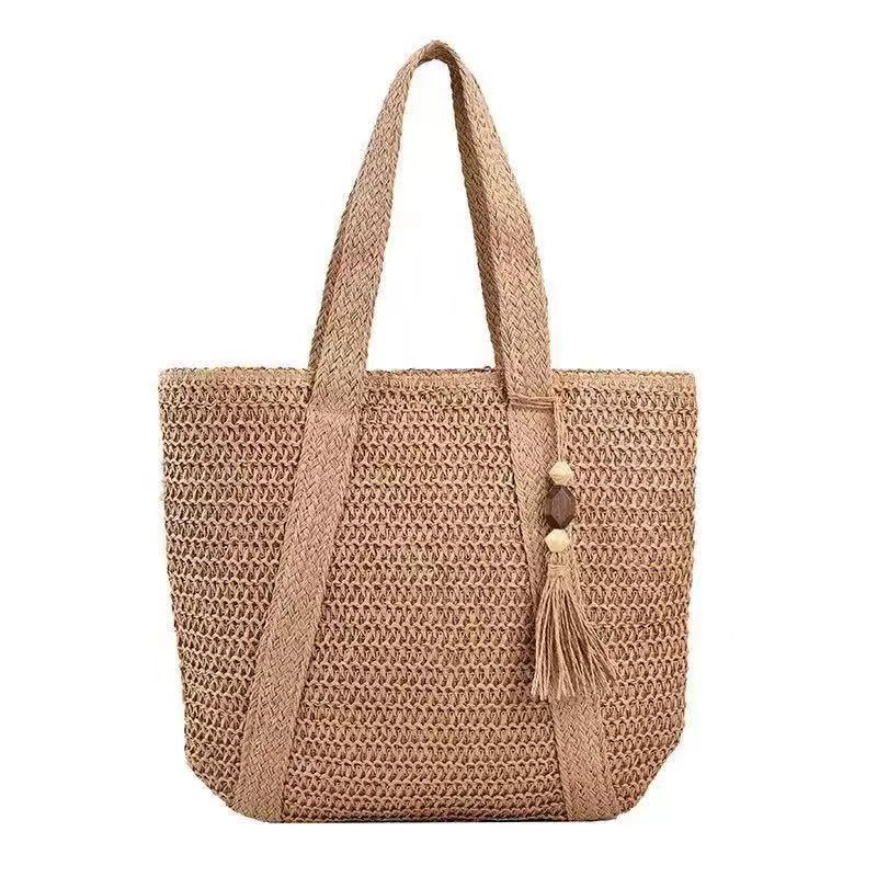 Large Woven Straw Tote Bag | Versatile Summer Shoulder Bag for Women