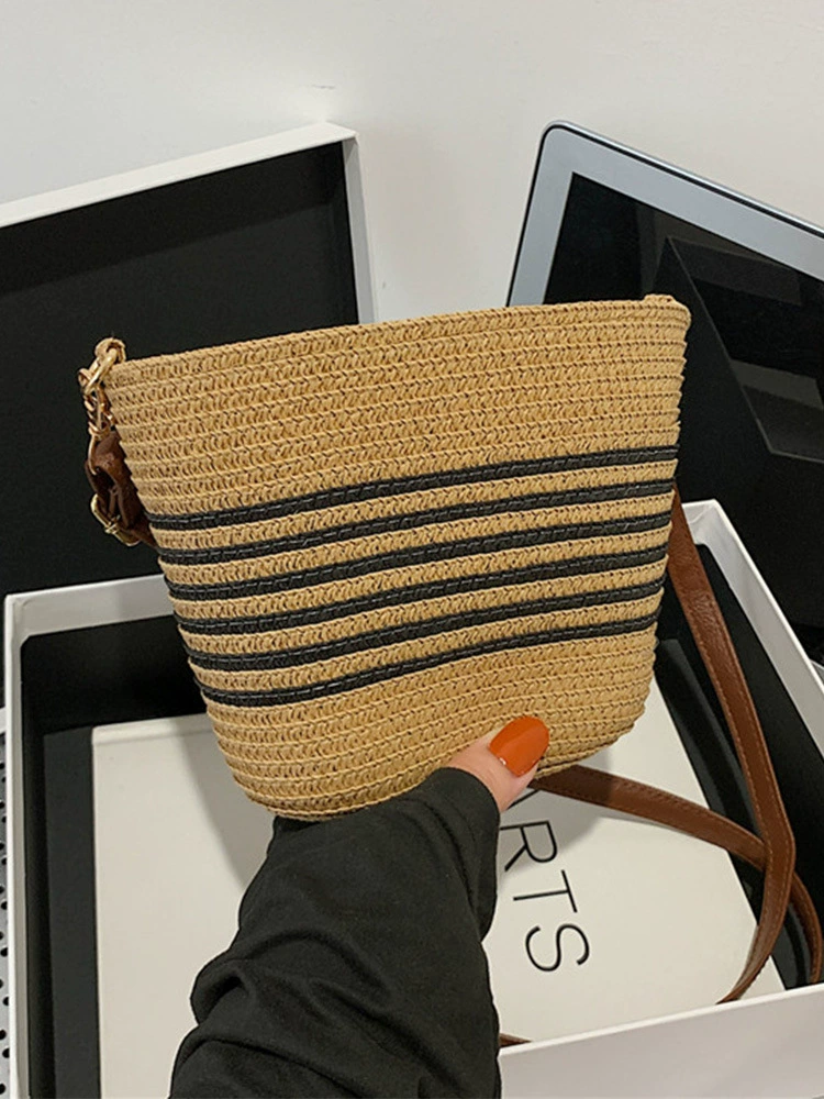 Women's Woven Summer Beach Tote | Artisanstraw Color Block Shoulder Bag
