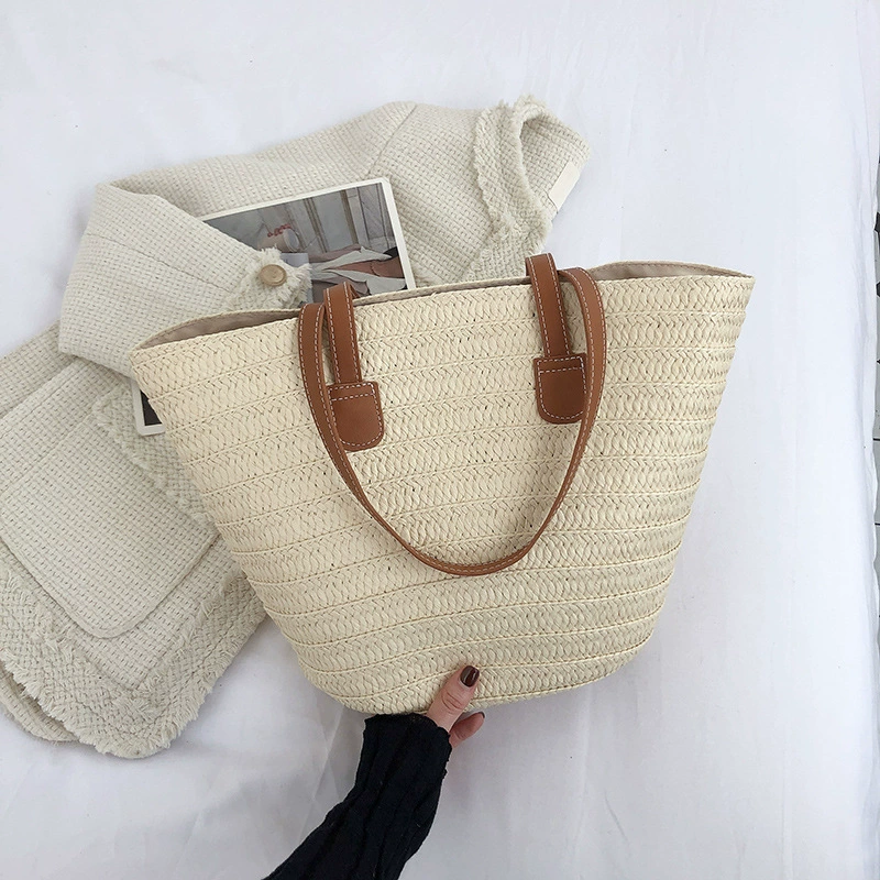 Women's Woven Summer Beach Tote | Artisanstraw Color Block Shoulder Bag