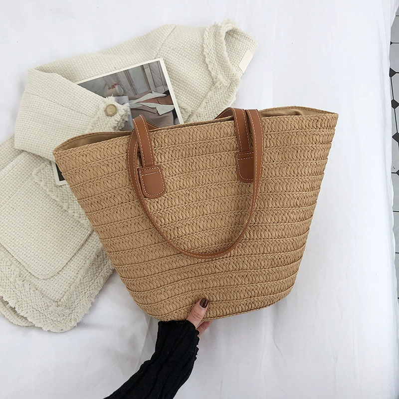 Women's Woven Summer Beach Tote | Artisanstraw Color Block Shoulder Bag
