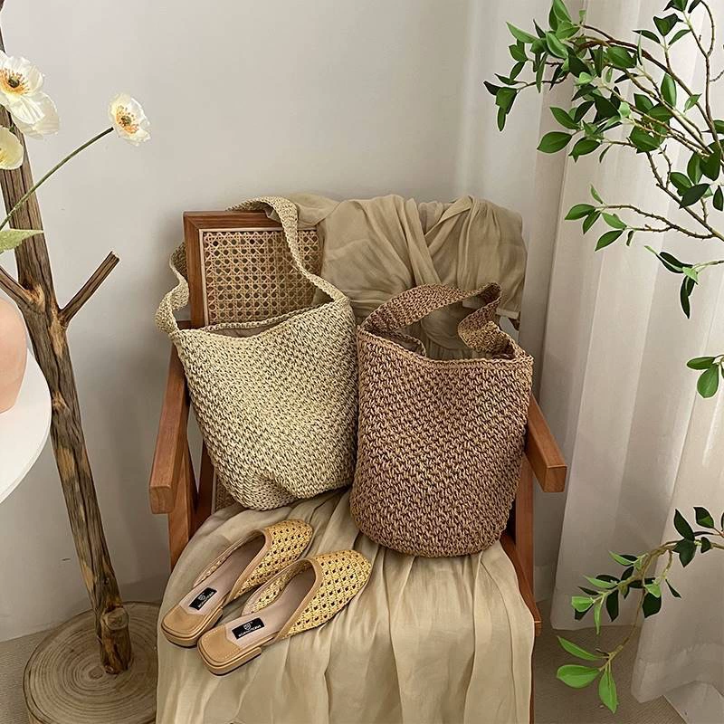 Minimalist Woven Hobo Bag | Boho Summer Straw Shoulder Purse