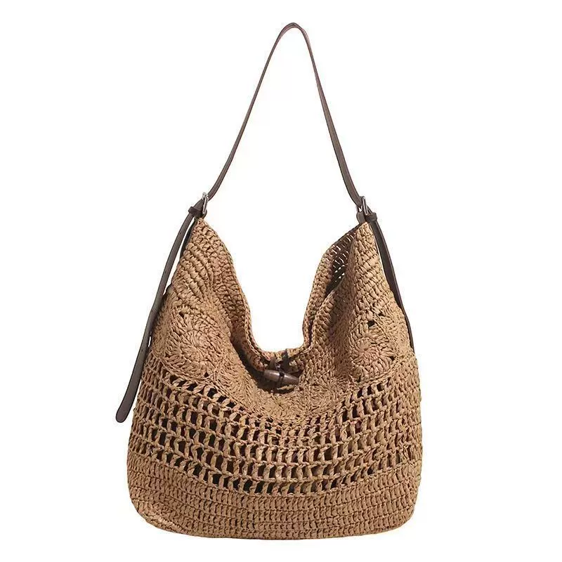 Large Woven Straw Hobo Bag | Boho Crochet Summer Shoulder Tote