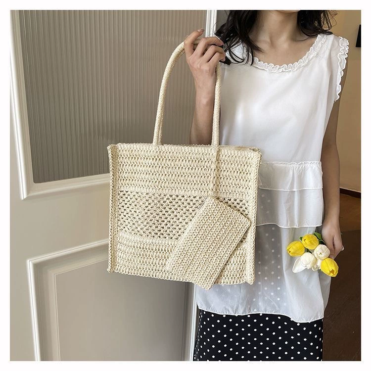 The Coastal Crochet Tote Set | Casual Summer Woven Shoulder Bag