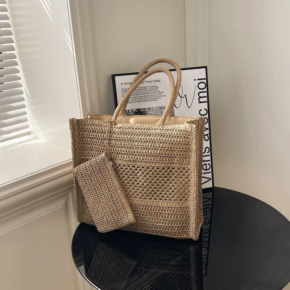 The Coastal Crochet Tote Set | Casual Summer Woven Shoulder Bag