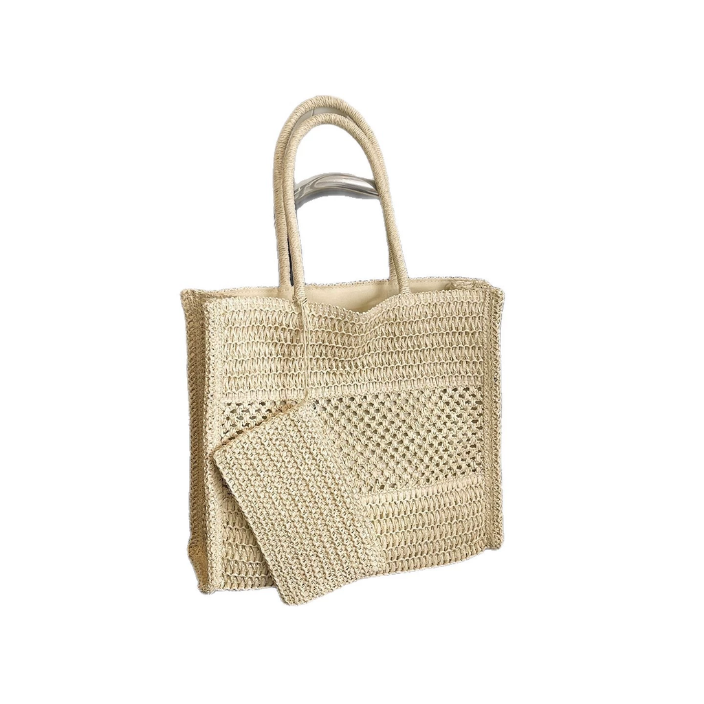 The Coastal Crochet Tote Set | Casual Summer Woven Shoulder Bag