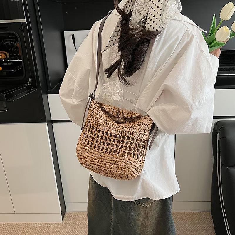 Vintage Woven Straw Crossbody Bag | Boho Hollow-Out Shoulder Purse