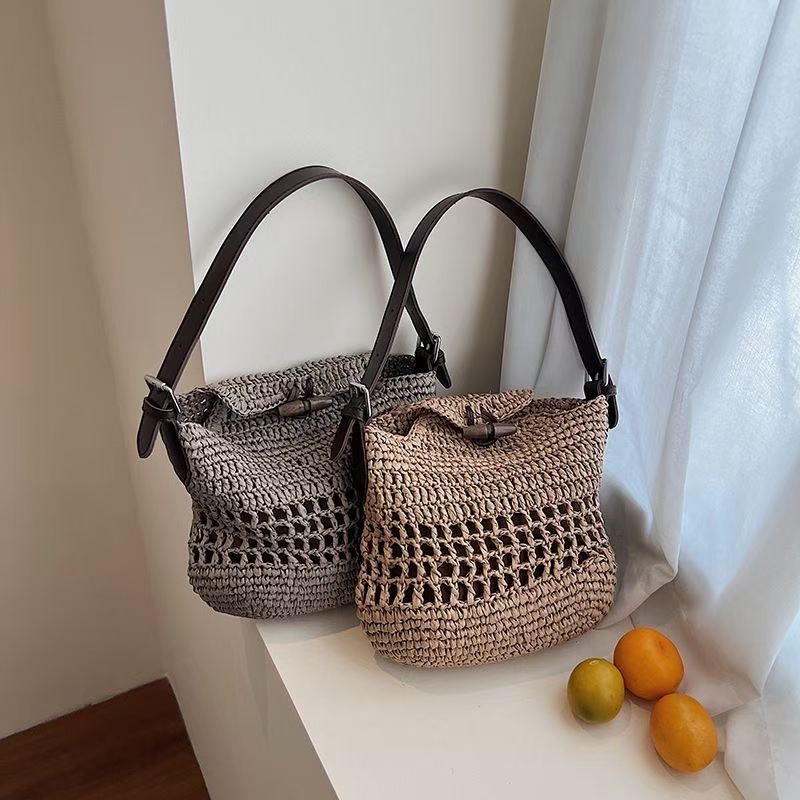 Vintage Woven Straw Crossbody Bag | Boho Hollow-Out Shoulder Purse