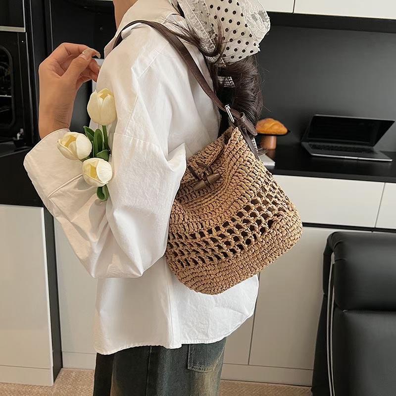 Vintage Woven Straw Crossbody Bag | Boho Hollow-Out Shoulder Purse