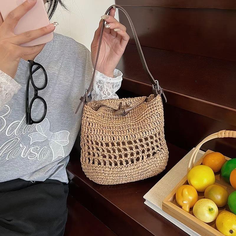 Vintage Woven Straw Crossbody Bag | Boho Hollow-Out Shoulder Purse