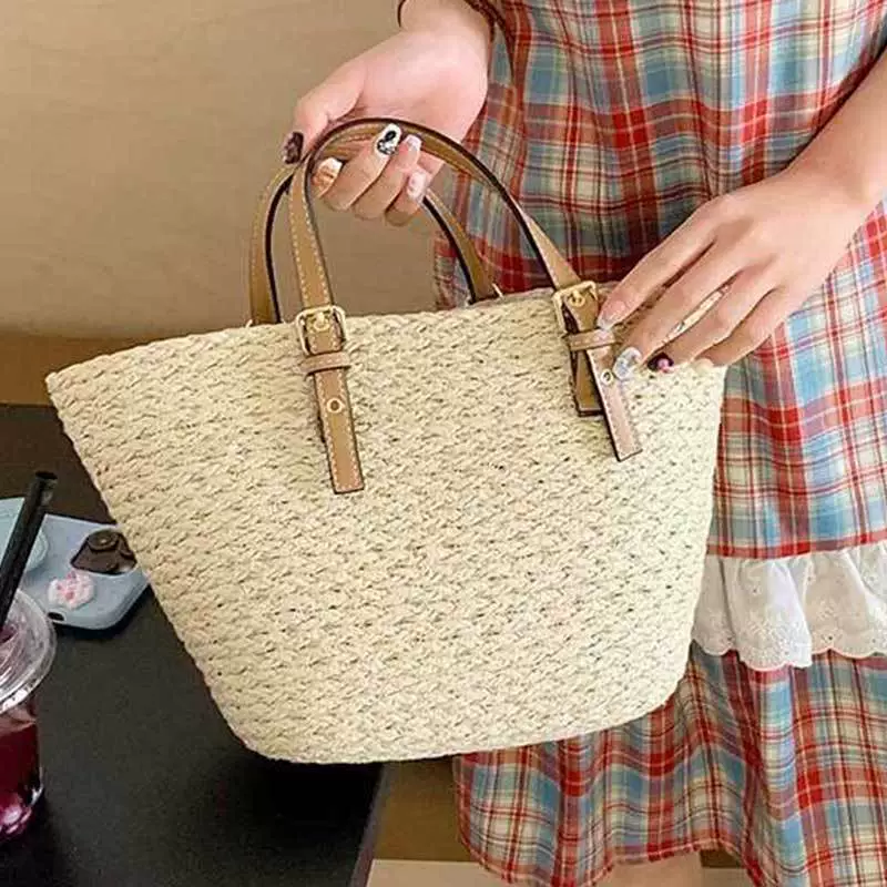 ArtisanStraw French Vintage Woven Straw Tote Bag | Minimalist Summer Handbag