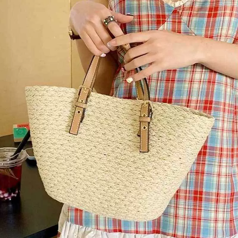 ArtisanStraw French Vintage Woven Straw Tote Bag | Minimalist Summer Handbag
