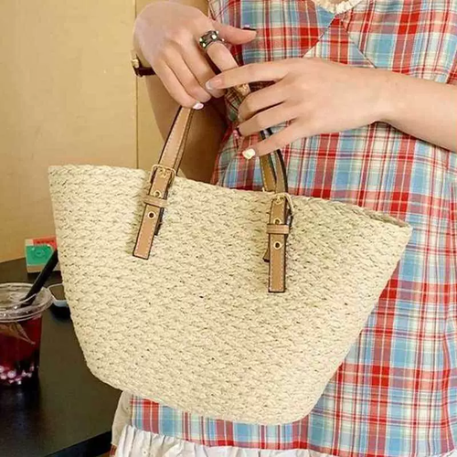 ArtisanStraw French Vintage Woven Straw Tote Bag | Minimalist Summer Handbag