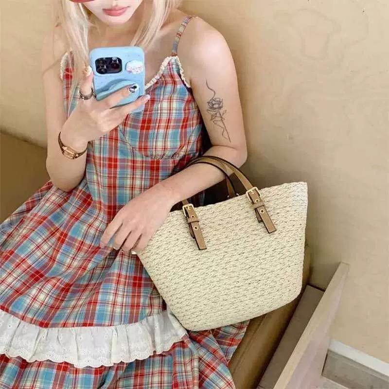 ArtisanStraw French Vintage Woven Straw Tote Bag | Minimalist Summer Handbag