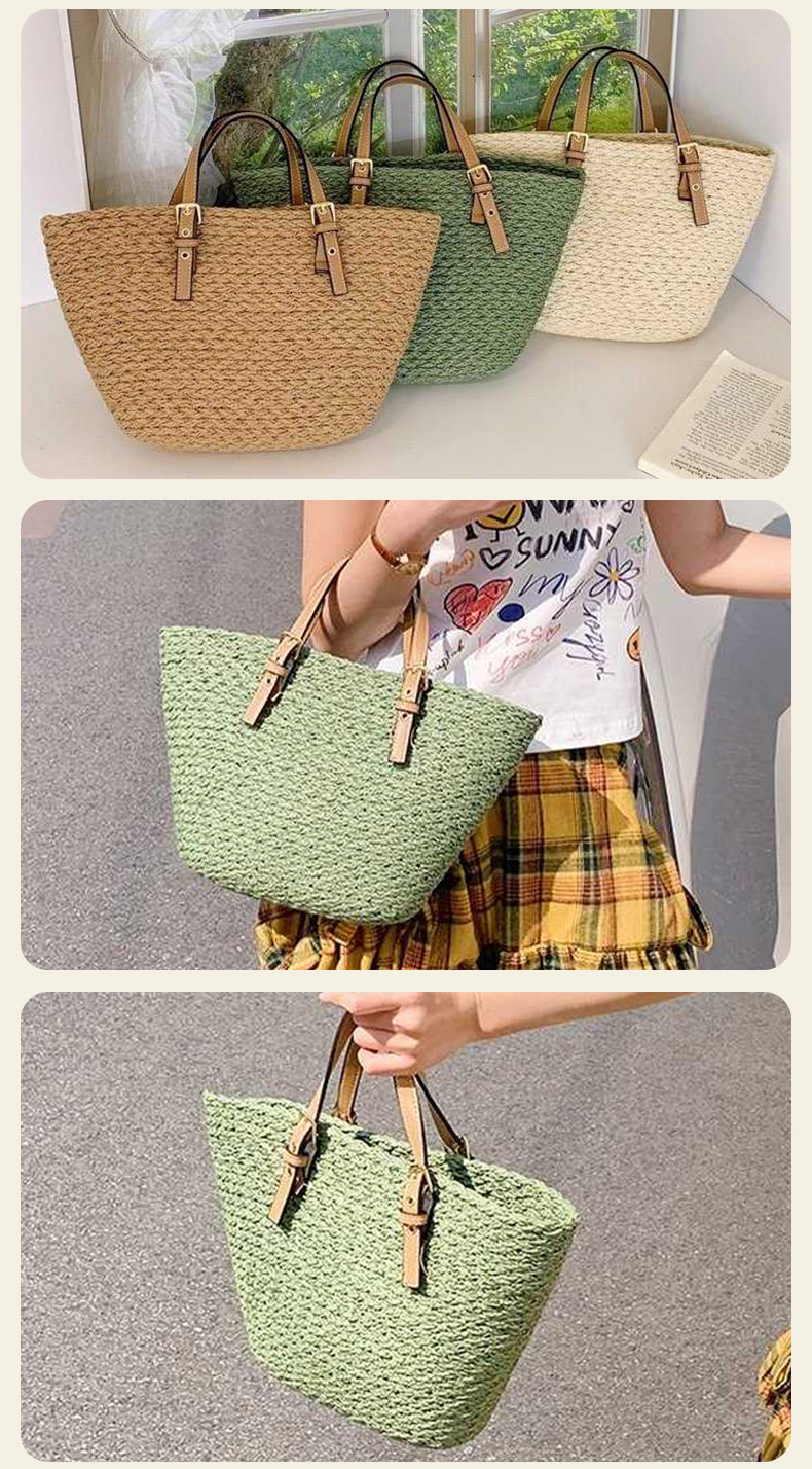 ArtisanStraw French Vintage Woven Straw Tote Bag | Minimalist Summer Handbag
