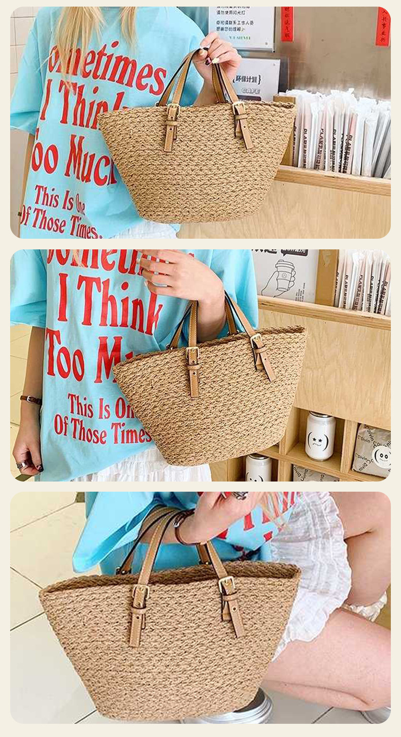 ArtisanStraw French Vintage Woven Straw Tote Bag | Minimalist Summer Handbag
