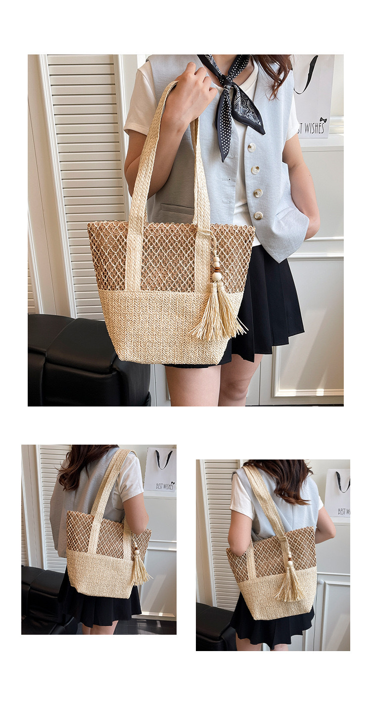 Large Straw Tote Bag for Women | Summer Beach Zipper Handbag