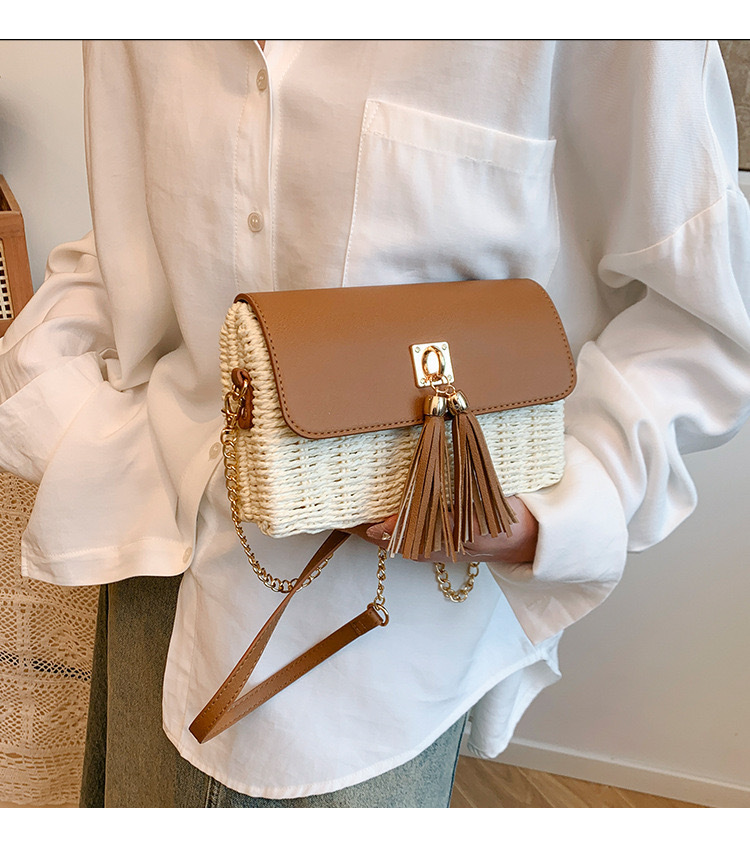 Small Straw Crossbody Bag for Women | Summer Travel Chain Flap Purse