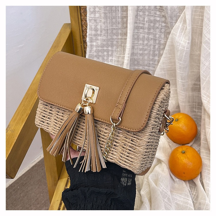 Small Straw Crossbody Bag for Women | Summer Travel Chain Flap Purse