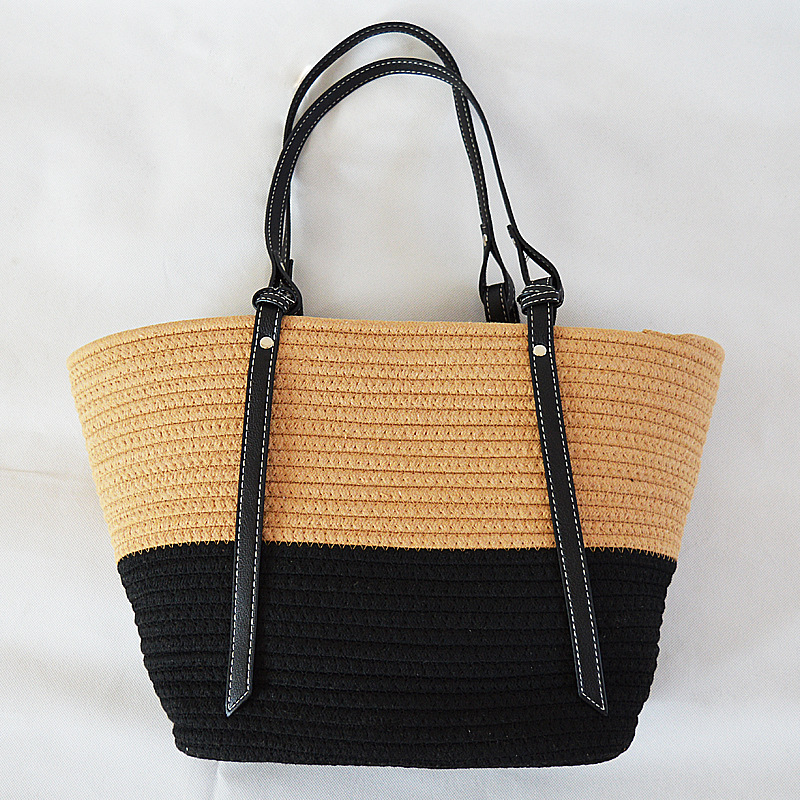 Medium Cotton Woven Shoulder Bag | Open-Top Everyday Tote
