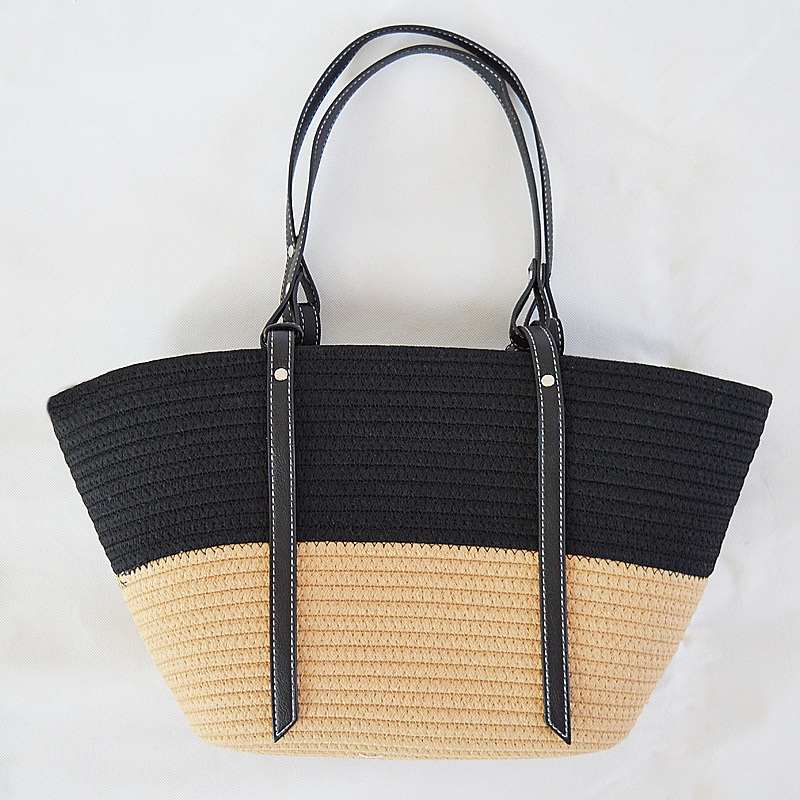 Medium Cotton Woven Shoulder Bag | Open-Top Everyday Tote