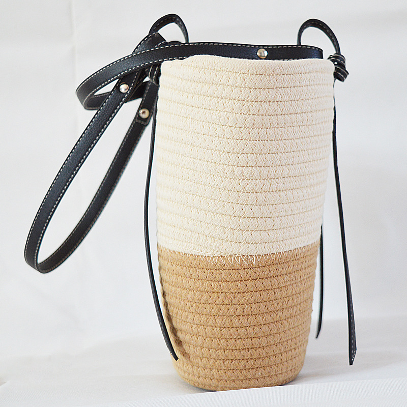 Medium Cotton Woven Shoulder Bag | Open-Top Everyday Tote