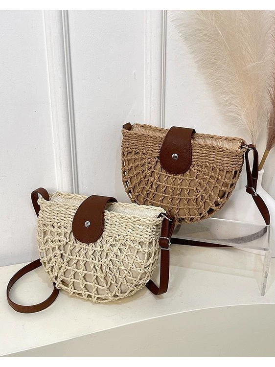 Artisanstraw Hollow-Woven Saddle Bag | Minimalist Paper Straw Crossbody