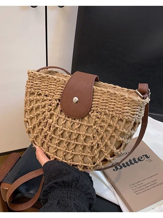 Artisanstraw Hollow-Woven Saddle Bag | Minimalist Paper Straw Crossbody