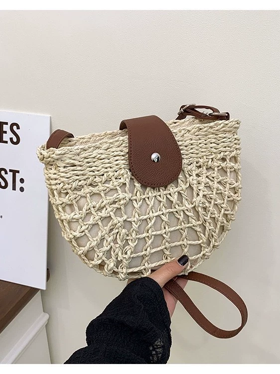 Artisanstraw Hollow-Woven Saddle Bag | Minimalist Paper Straw Crossbody