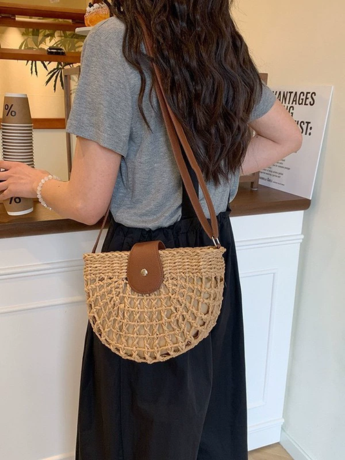 Artisanstraw Hollow-Woven Saddle Bag | Minimalist Paper Straw Crossbody