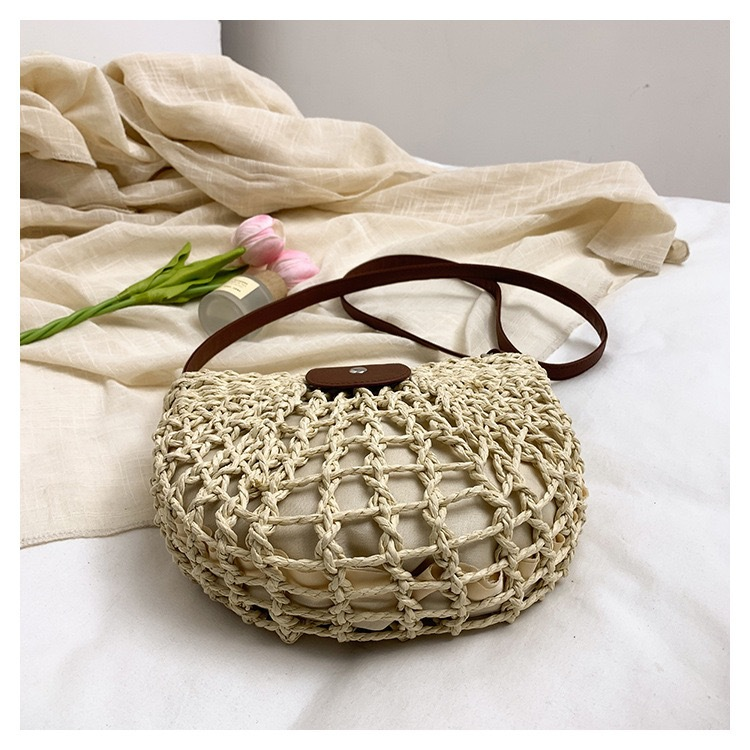 Artisanstraw Hollow-Woven Saddle Bag | Minimalist Paper Straw Crossbody