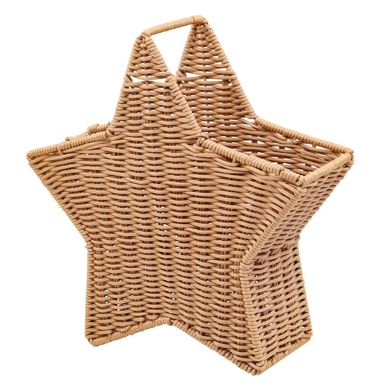 Hand-Woven Star-Shaped Rattan Flower Basket | Decorative Tabletop Vase & Storage Organizer