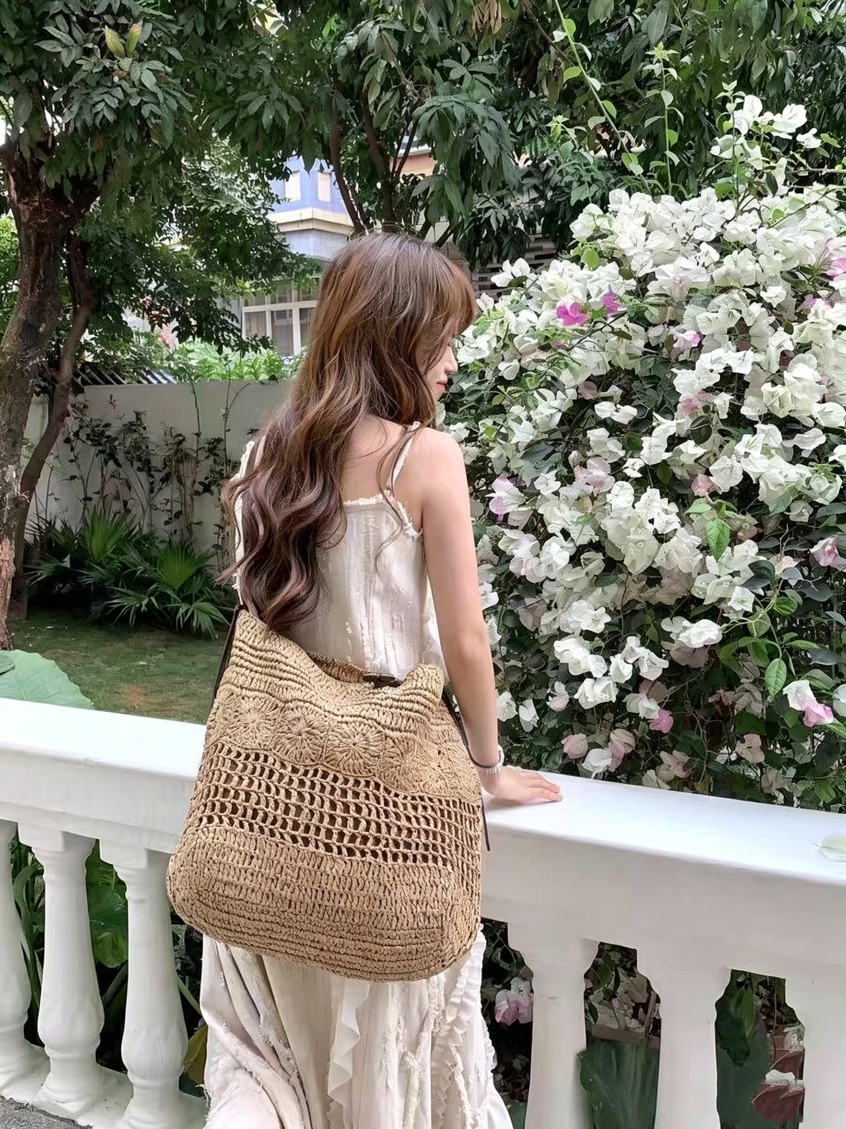 Large Woven Straw Hobo Bag | Boho Crochet Summer Shoulder Tote