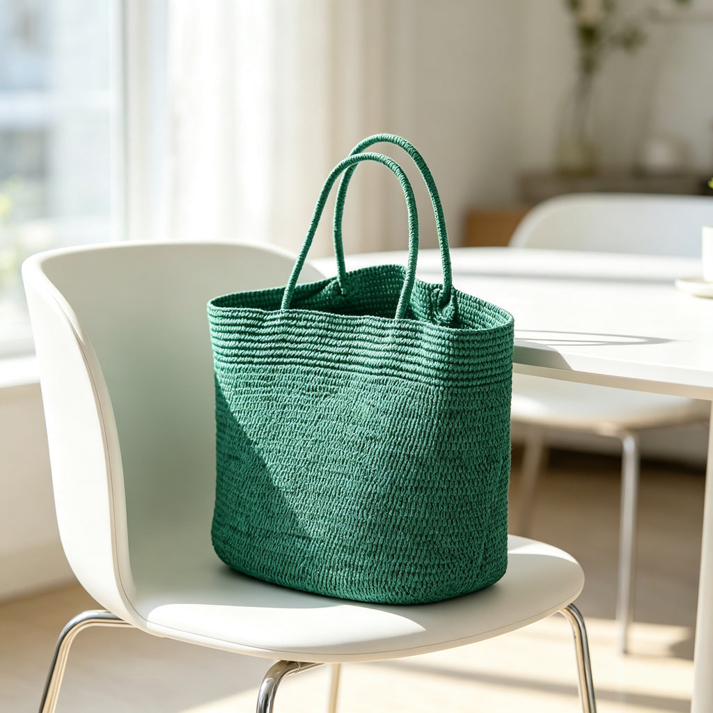 Handmade Green Woven Beach Bag for Women | Bulk Order