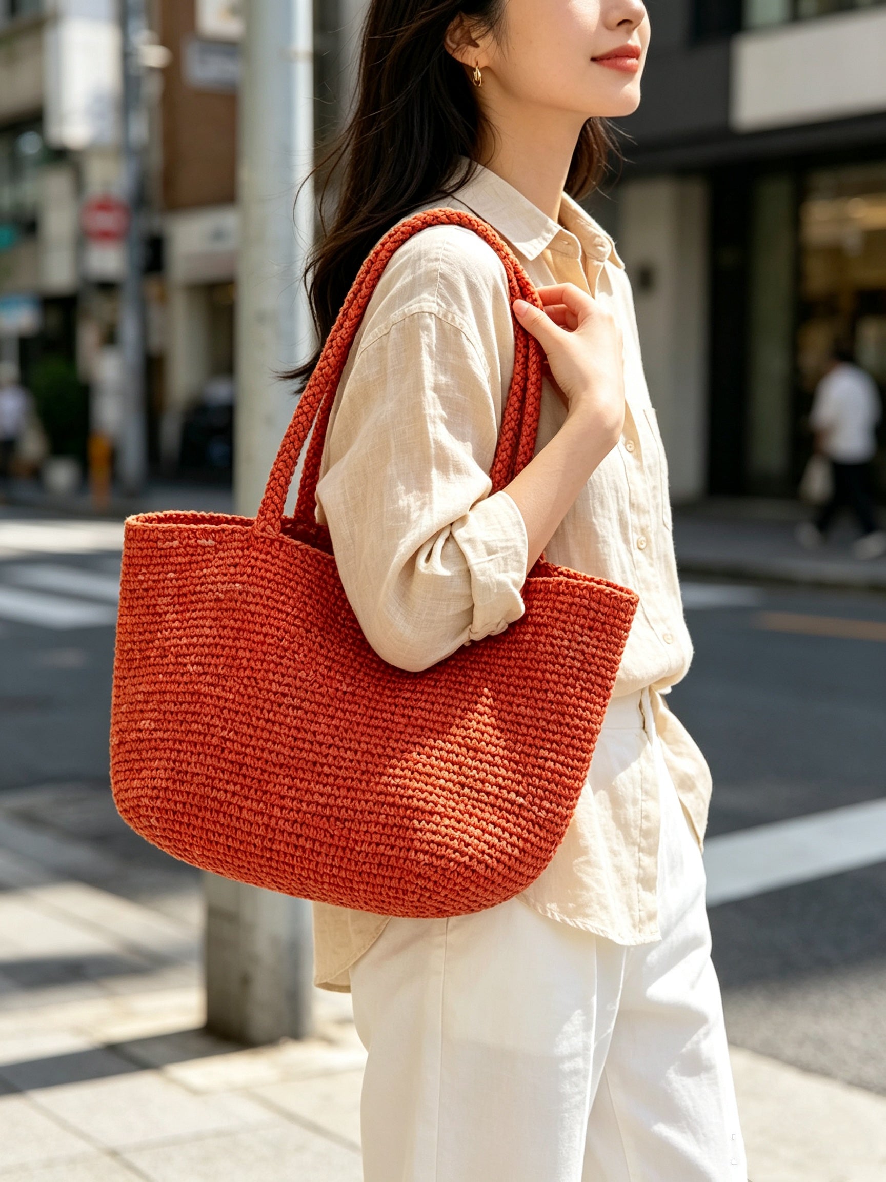 Boho Handwoven Raffia Tote Bag, Oversized Straw Summer Beach Shoulder Bag for Ladies Multiple Colors